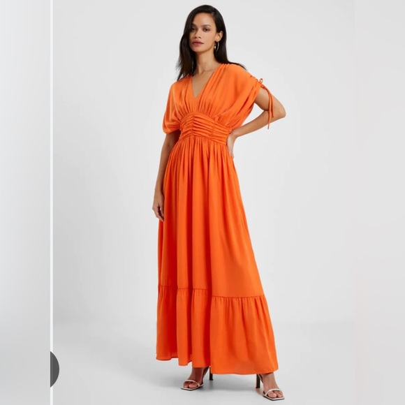 French Connection Audrey satin maxi dress orange 6 new with tags - Picture 1 of 7